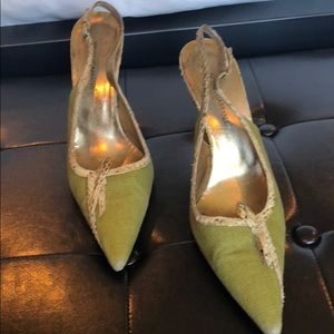 Lime green dolce gabbana sling back shoes